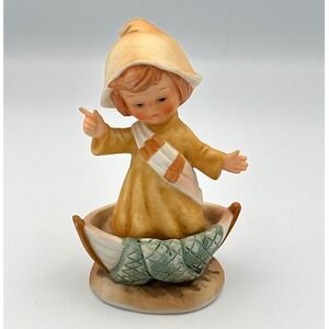 Vintage Enesco Little Bible Friends By Lucas E-4866 Jesus in Boat Figurine